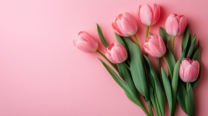 Obraz premium ピンク色の壁紙と花