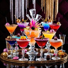 colorful cocktails on the table