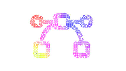 Icon bezier curve is made up of LED square shapes. There are bright diodes and there are black dead diodes