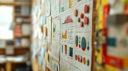 Close Up of Charts and Graphs on a Wall