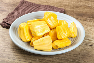 Raw ripe yellow jackfruit segment