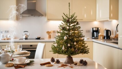 kitchen with christmas decorations