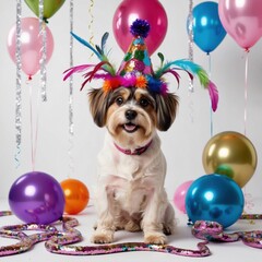 dog with balloons