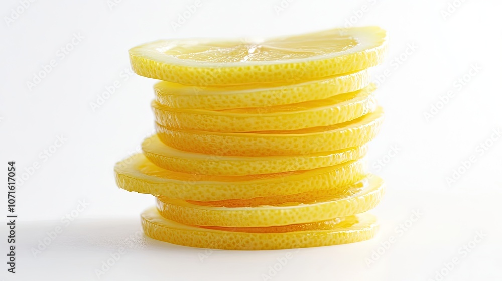 Poster refreshing stack of lemon slices, perfect for a zesty touch in beverages or dishes. lemon slices arr