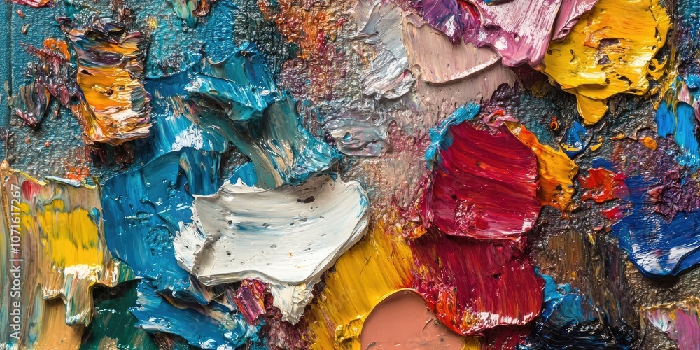 Poster textured background details highlight the uniqueness and intricacies of abstract painting, emphasizi