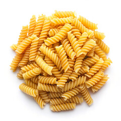 pasta on white. pasta, food, corn, italian, raw, yellow, healthy, isolated, macaroni, ingredient, fusilli, cob, dry, white, meal, vegetable, spaghetti, closeup, italy, macro, eat, diet, dried, cooking
