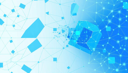 Obraz premium vibrant abstract design featuring geometric shapes and interconnected lines in shades of blue, creating sense of depth and technology