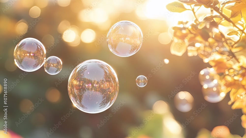 Poster soap bubble floating gracefully in the air, creating a mesmerizing display. this macro image capture