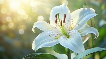 Obraz premium White Lily Blossom in Sunlight