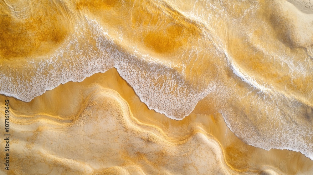 Poster aerial view of a sand dune, highlighting the intricate patterns and textures of the dune. this photo