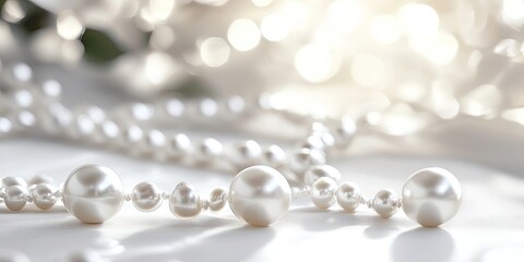 Obraz premium Sophisticated Pearl Accessories Set Against a Light Background