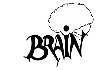 vector humain brain word calligraphy 