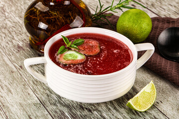 Sweet watermelon gazpacho with cucmber