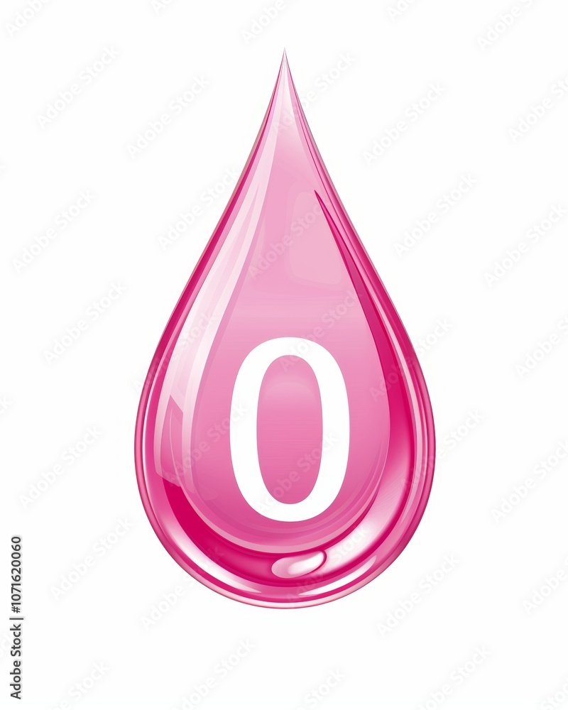 Poster a stylized pink droplet containing the number zero, creatively designed to emphasize clarity and tra