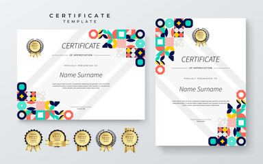 Modern Certificate Template with Colorful Geometric Shape Abstract Design Illustration