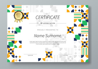 Modern Certificate Template with Colorful Geometric Shape Abstract Design Illustration