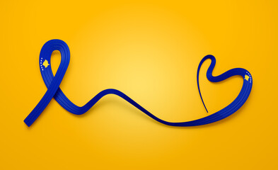 3d Flag Of Kosovo 3d Wavy Shiny Kosovo Heart Ribbon Flag Isolated On Yellow Background 3d...