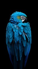Obraz premium Vibrant Parrot Portrait on Black Background
