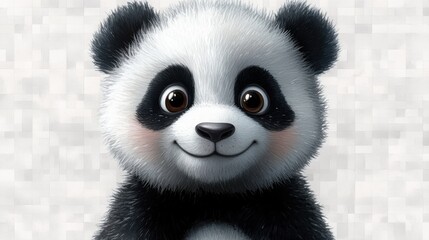Fototapeta premium Cute Hand-Painted Panda Illustration with Big Eyes and Chubby Cheeks