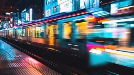 High-speed underground train dramatic motion blur effect combines classic and modern atmosphere, the concept needed by humans in traveling through time