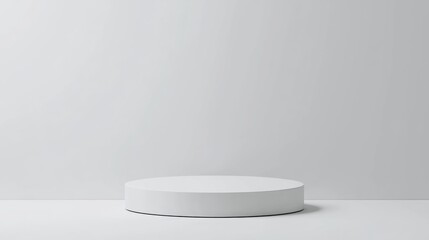 3D rendering round white object plain surface appears podium mockup cylinder