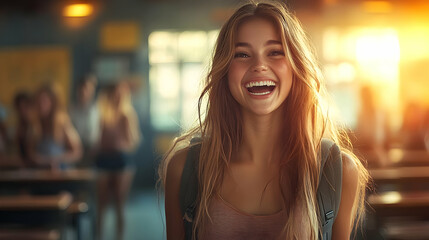 Smiling Woman with Long Hair, Photo