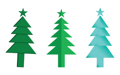 Christmas tree vector silhouette with a prominent star at the top isolated from background