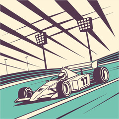 High-Performance Racing Car on a Track, Ready to Speed Off