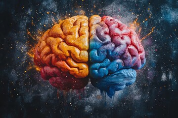 Obraz premium A colorful brain with a blue and red section