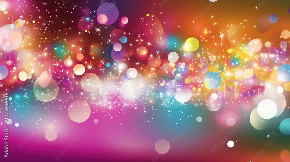 Poster festive abstract background with vibrant colorful lights, bokeh effect, and sparkles for a celebrati