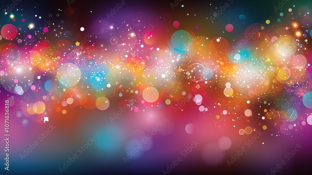 Poster festive abstract background with vibrant colorful lights, bokeh effect, and sparkles for a celebrati