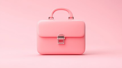 Pink Briefcase 3D Icon on Pastel Background