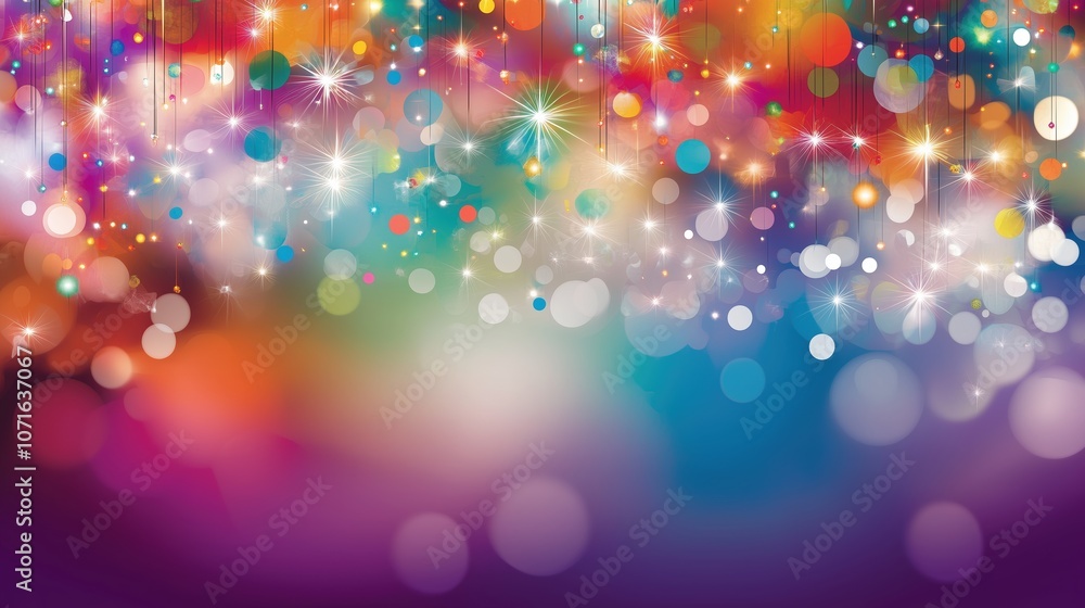 Poster festive abstract background with vibrant colorful lights, bokeh effect, and sparkles for a celebrati