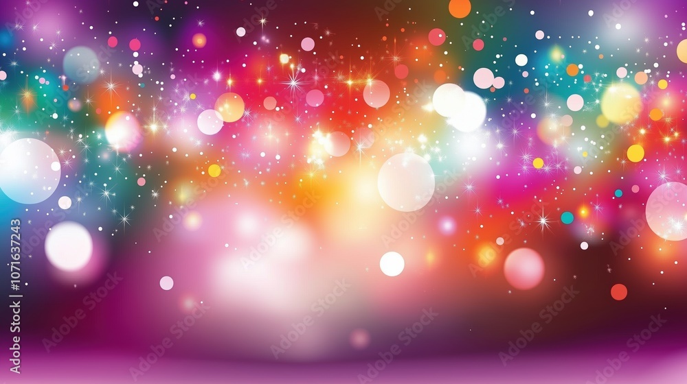 Poster festive abstract background with vibrant colorful lights, bokeh effect, and sparkles for a celebrati