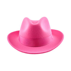 Pink felt hat. Isolated on transparent background.