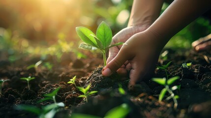 Fototapeta premium Planting a Seed: A Symbol of Growth and Renewal