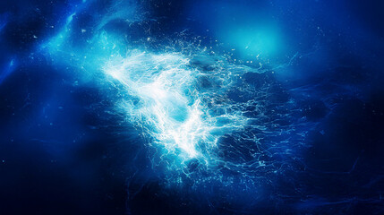 Electrifying Blue Water Energy - Abstract Light Burst in Dark Ocean Depths for Futuristic Background