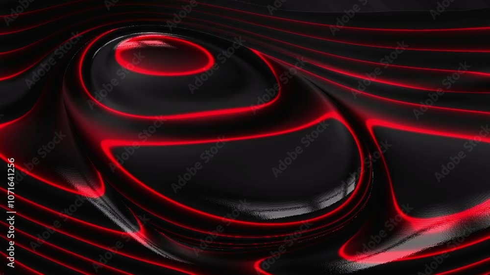 Canvas Prints red color flowing on glowing abstract wave bubble on black. loop able background
