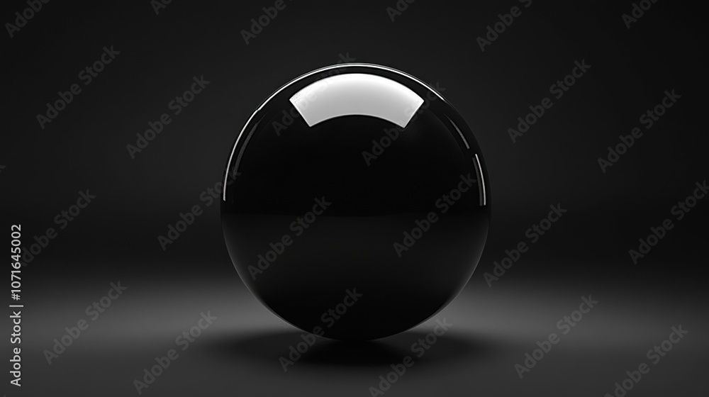 Poster a shiny black sphere sits centered against a dark backgroun?