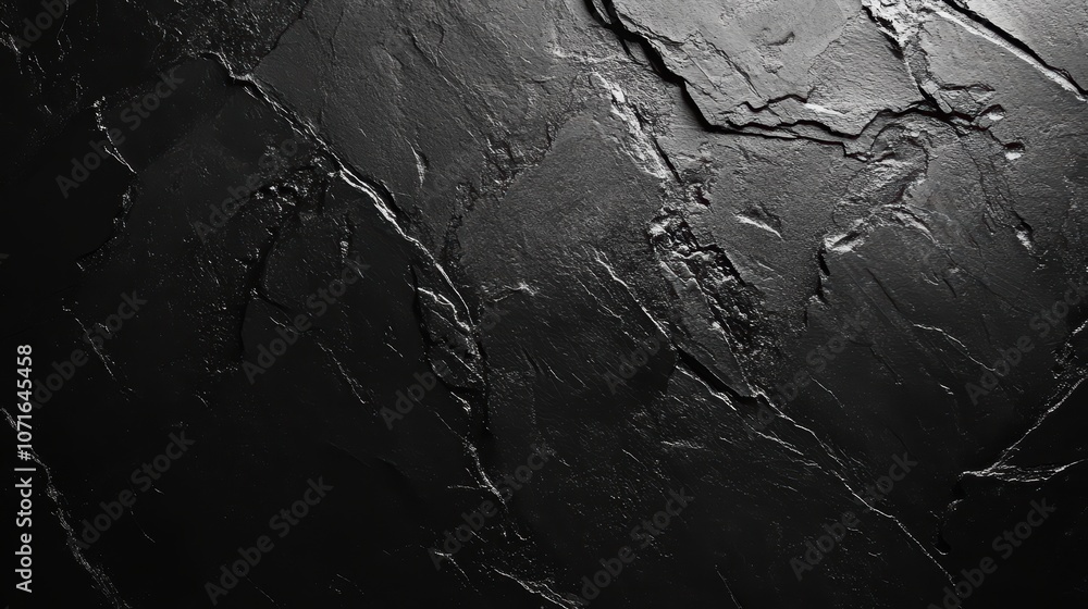 Poster a dark slate surface featuring intricate light reflections and subtle textures