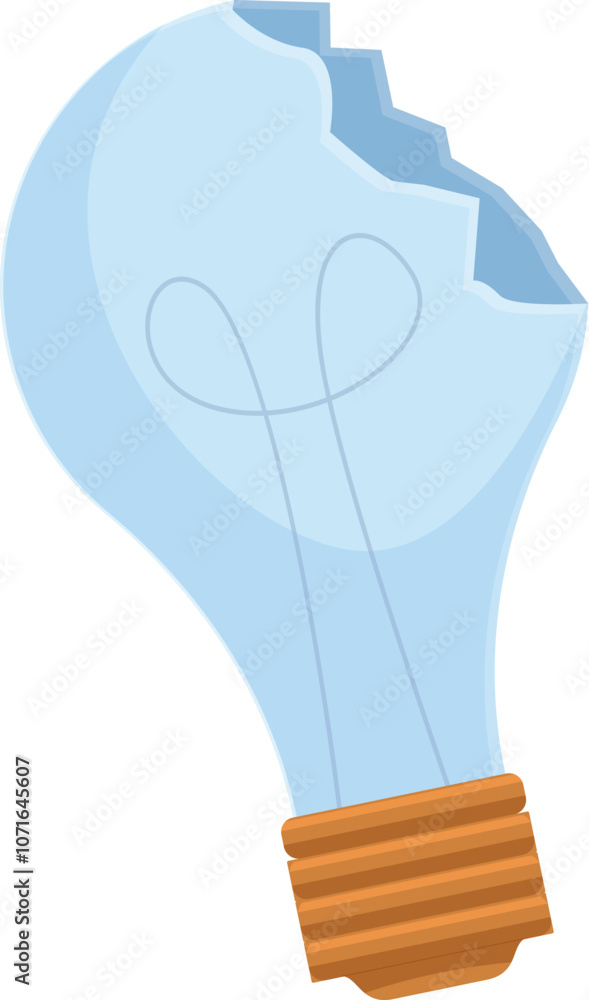 Poster broken light bulb representing a lack of ideas, a creative block, or a problem solving challenge