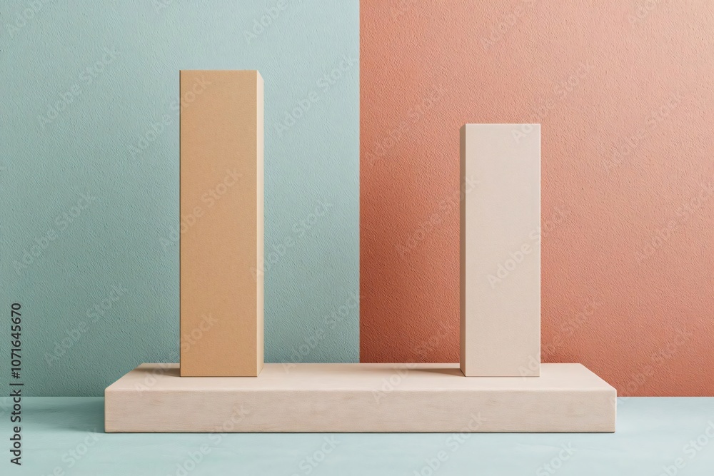 Poster stylish geometric shapes on a soft color background, ideal for modern design and minimalistic themes