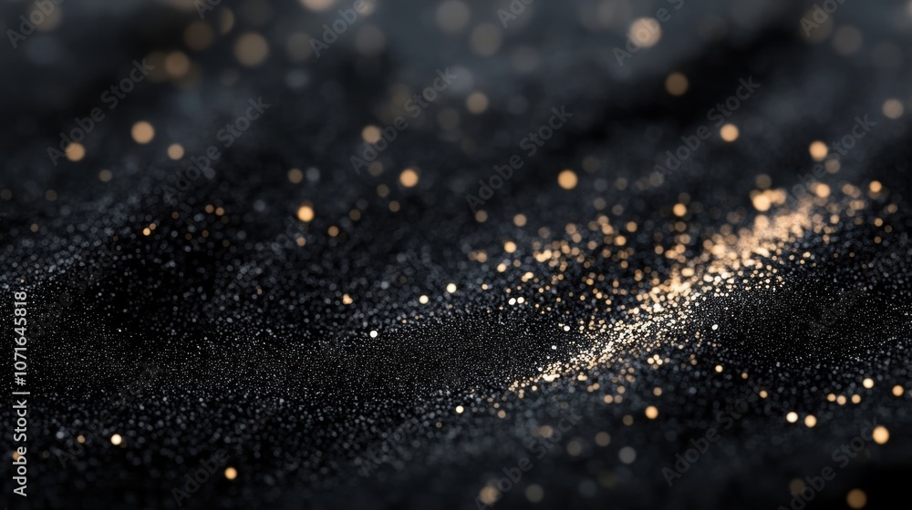 Poster a close-up view of shining particles on a dark surface