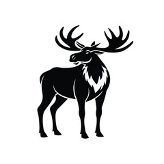 Obraz premium Elegant Stag Moose Deer Logo Vector Illustration Silhouette for Nature Lovers