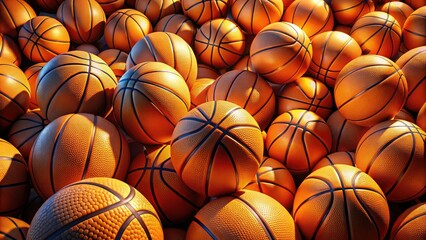 Obraz premium Aerial Photography of Orange Basketballs Displayed in a Dynamic Arrangement for Sports Enthusiasts and Coaches in Urban Environments