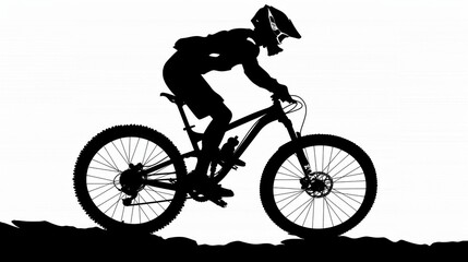 Fototapeta premium silhouette of a person riding bicycle on a white background
