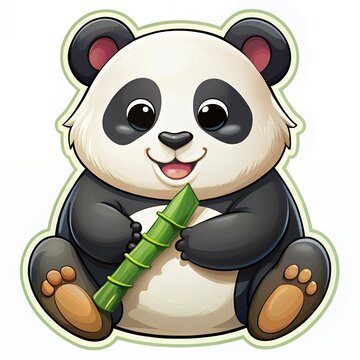 recommend clip art: panda bear with a bamboo, cartoon Sticker, Animal icon, iconography, Cute Baby Animals Cartoon Vector.
