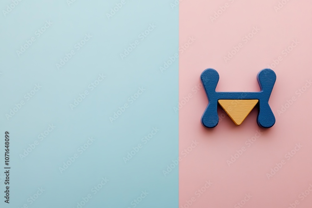 Poster minimalistic bone shape on dual color background