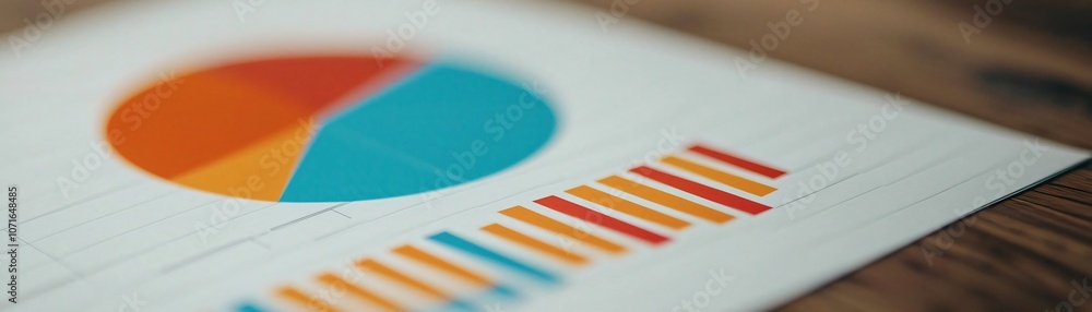 Poster colorful chart displaying data analysis, showcasing trends and progress in business performance.