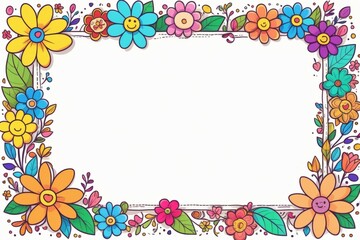 frame with flowers and butterflies